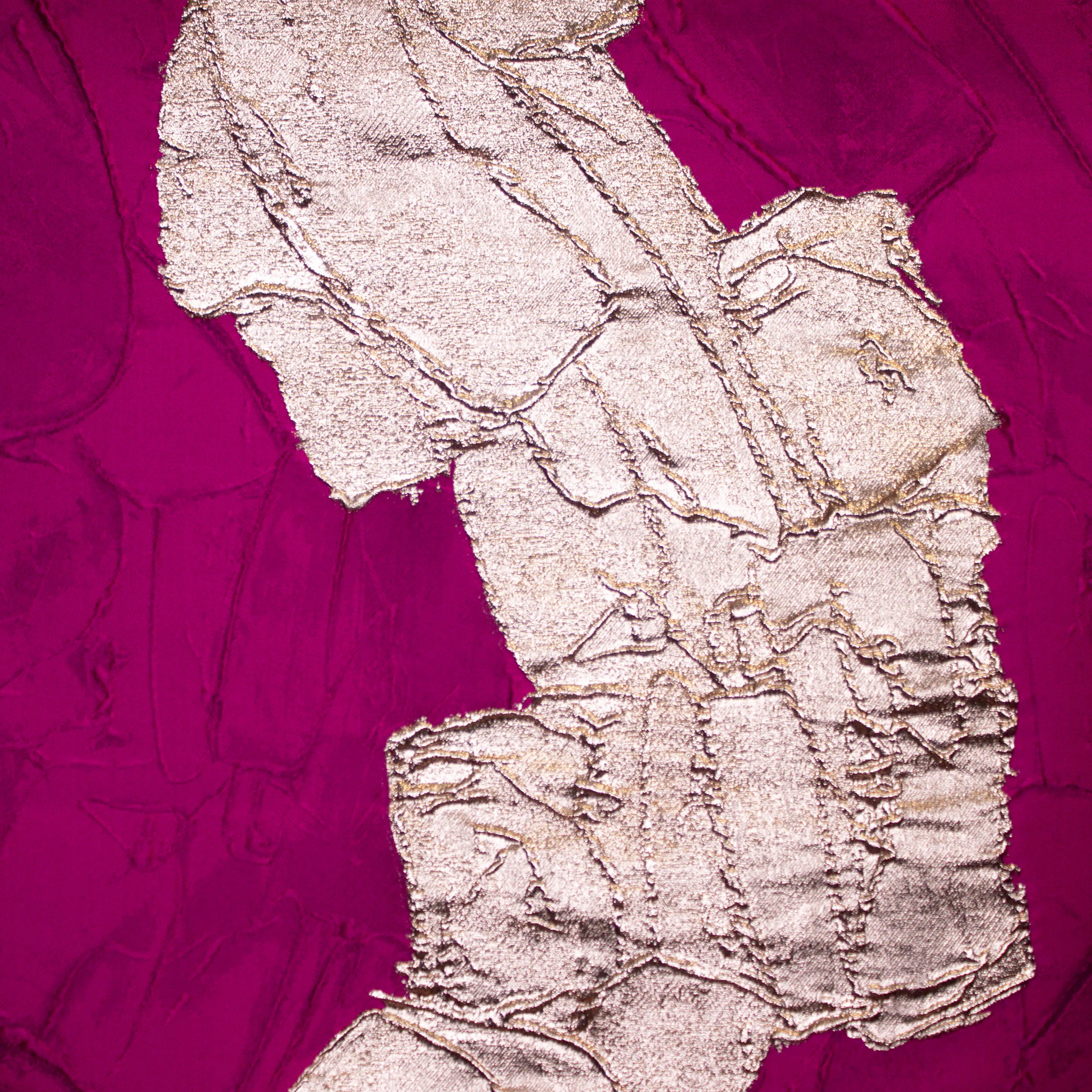 Jacquard fuchsia met gouden strook